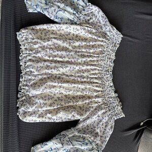 Free People Lavender and Sky Blue Floral Blouse